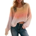 thumbnail image 3 of Women's Lightweight Gradient Knit Sweater, Thin V-Neck Retro Long Sleeve Top, Loose Fit Casual Pullover for Spring and Fall, Breathable Comfortable Daily Wear, Christmas Party Fashion Top Red S, 3 of 5