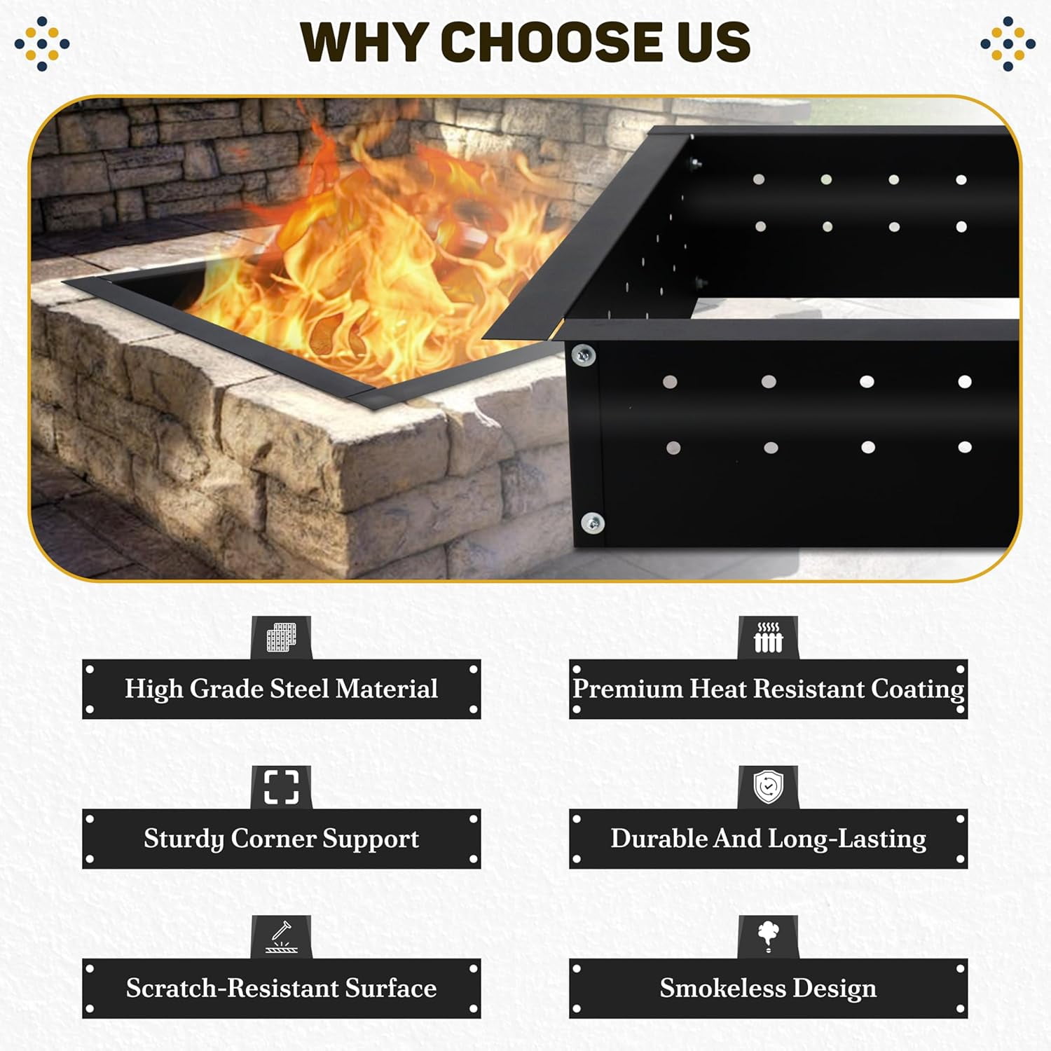 FEBTECH Smokeless Fire Pit Insert - 29 inch OD & 25 inch ID - with Air Vents For Outdoor Garden & Camping Bonfires