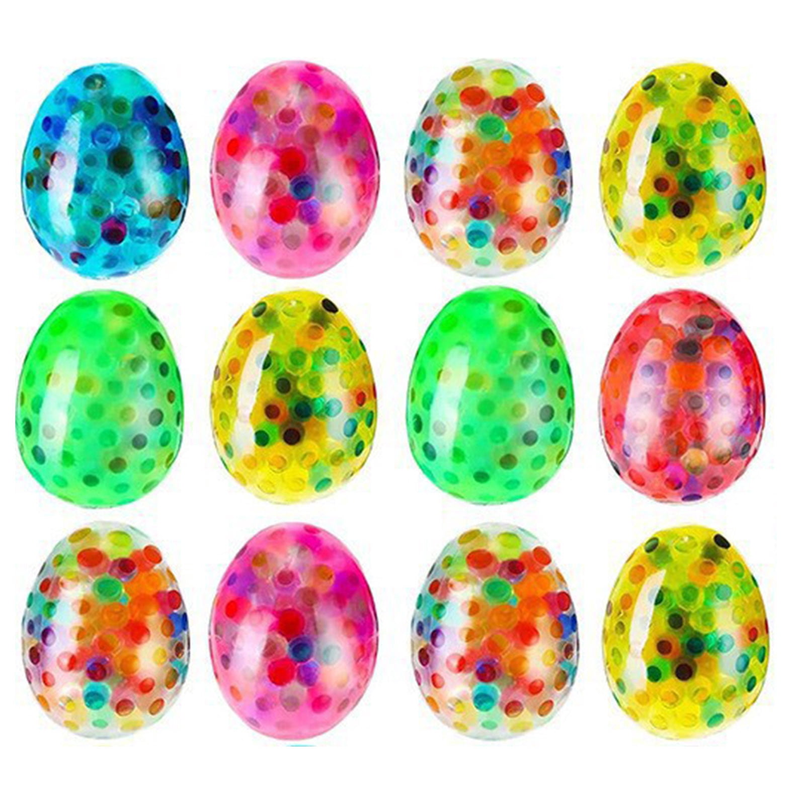 AZXY 12Pcs Easter Egg Daily Pinch Value Set, Soft Silicone Bead Filled Slow Rebound Handheld Squeeze Accessory