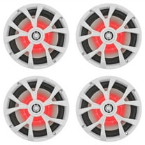 (4) Rockville RKL80MW 8" 900 Watt White 2-Way Marine Boat Speakers w/LED's