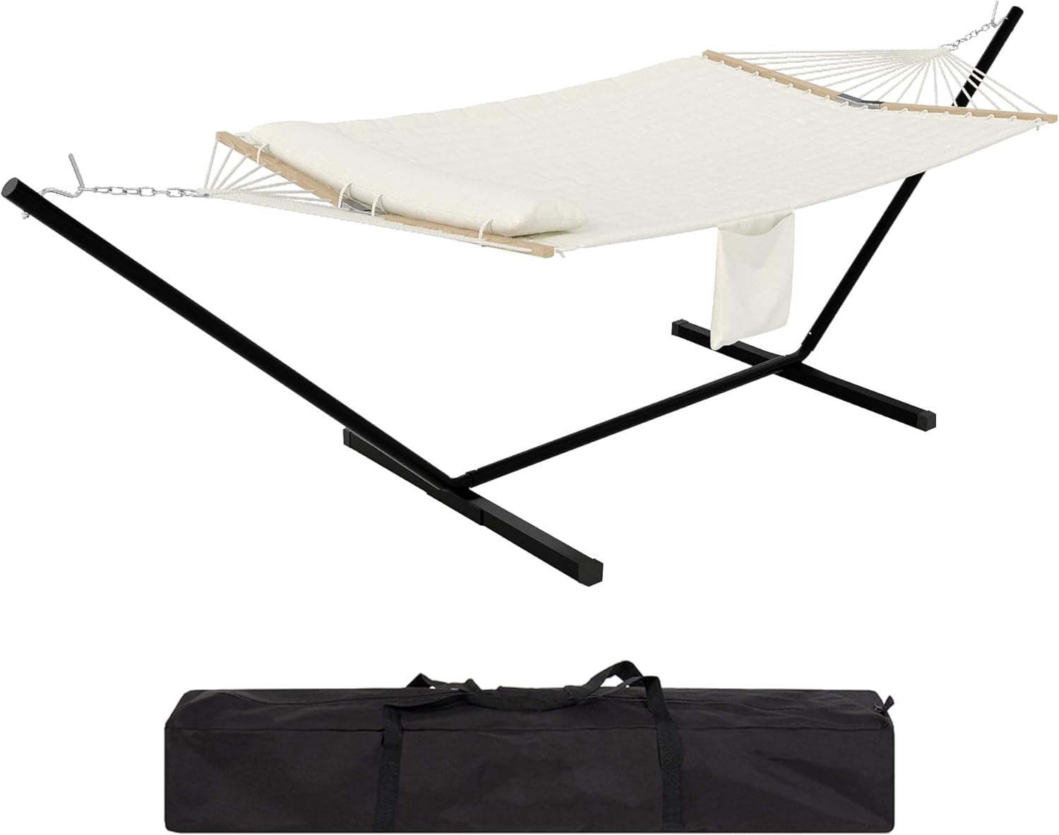 Aoile 12FT 2-Person Hammock with Stand, 450LB Capacity Outdoor Hammock with Pillow & Storage Pocket