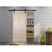Distressed Z 36 in. x 84 in. Unfinished Solid Knotty Pine Wood Interior Sliding Barn Door with Hardware Kit