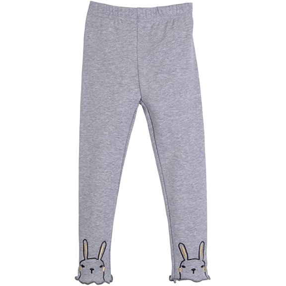 ContiKids Little Toddler Girls Bunny Footless Ruffle Trim Leggings Stretchy Pants Gray 2-3 Years