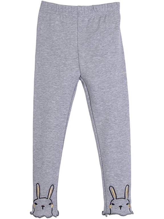 Little Toddler Girls Bunny Footless Ruffle Trim Leggings Stretchy Pants Gray 2-3 Years
