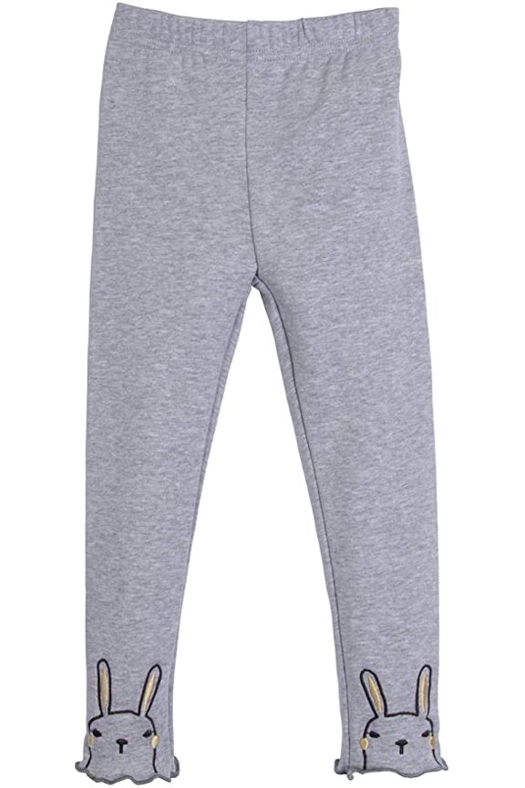 Little Toddler Girls Bunny Footless Ruffle Trim Leggings Stretchy Pants Gray 2-3 Years