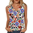 thumbnail image 2 of Tank Top for Women V Neck Sleeveless Fashion Vintage Loose Fit Graphic Leaf Print Lightweight Breathable Summer Top, 2 of 6