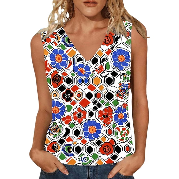 Cilsoka Womens Plus Size Tank Tops Floral Sleeveless Scoop Neck Tunic Shirts Summer Casual Loose T-Shirts Blouse, Fashion Tops for Women 2026