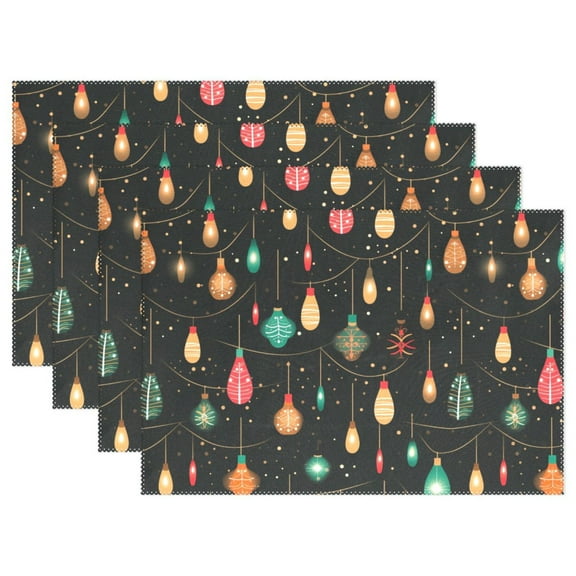Light Post Christmas Lamp 12×18 inch Placemats Heat Resistant Washable Foldable Rectangular Placemats Set Decoration Indoor Outdoor for Kitchen Dining Table 1PC