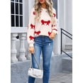 thumbnail image 2 of Nituyy Chandail Bow pour Femmes Décontracté Col Rond Manches Longues Pull-Over pour Automne Hiver, 2 of 6