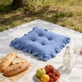 thumbnail image 5 of Leodye 1PCS Velvet Ruffled Square Chair Cushion , Soft Floor Seat Pad, for Home office and Outdoor Use -17.72*17.72IN, 5 of 6