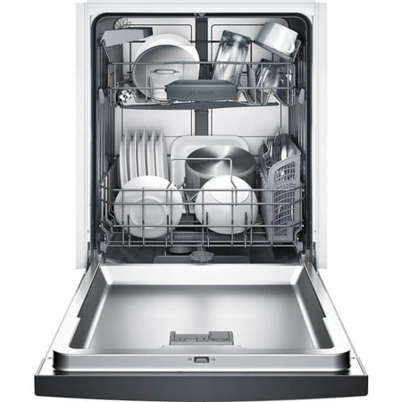 Bosch - 100 Series 24" Front Control Built-In Dishwasher with Stainless Steel Tub - Black