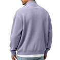 thumbnail image 3 of Men's Solid Sweatshirt Pit Strip Half Open Collar Casual Printed Sweatshirt for Fall Winter, 3 of 6