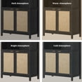 thumbnail image 5 of SICOTAS 84.2"H Tall Rattan Arched Pantry Cabinet with Adjustable Shelves, Oversized Boho Farmhouse Floor Storage Organizer for Kitchen, Dining Room & Home Decor,Black Oak, 5 of 9