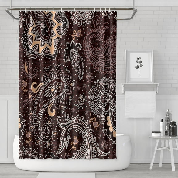 Decorative Paisley Print Shower Curtain Elegant Classic Vintage Boho Bathroom Curtain 72x72 Inch Fade-Resistant Fabric