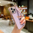 thumbnail image 3 of for iPhone 13 Pro Case Cute Love-Heart Plating Wristband Phone Cover for Women Girls Bling Soft Silicone Camera Lens Protection Bumper Shockproof Phone Case for iPhone 13 Pro 6.1'' - Purple, 3 of 13