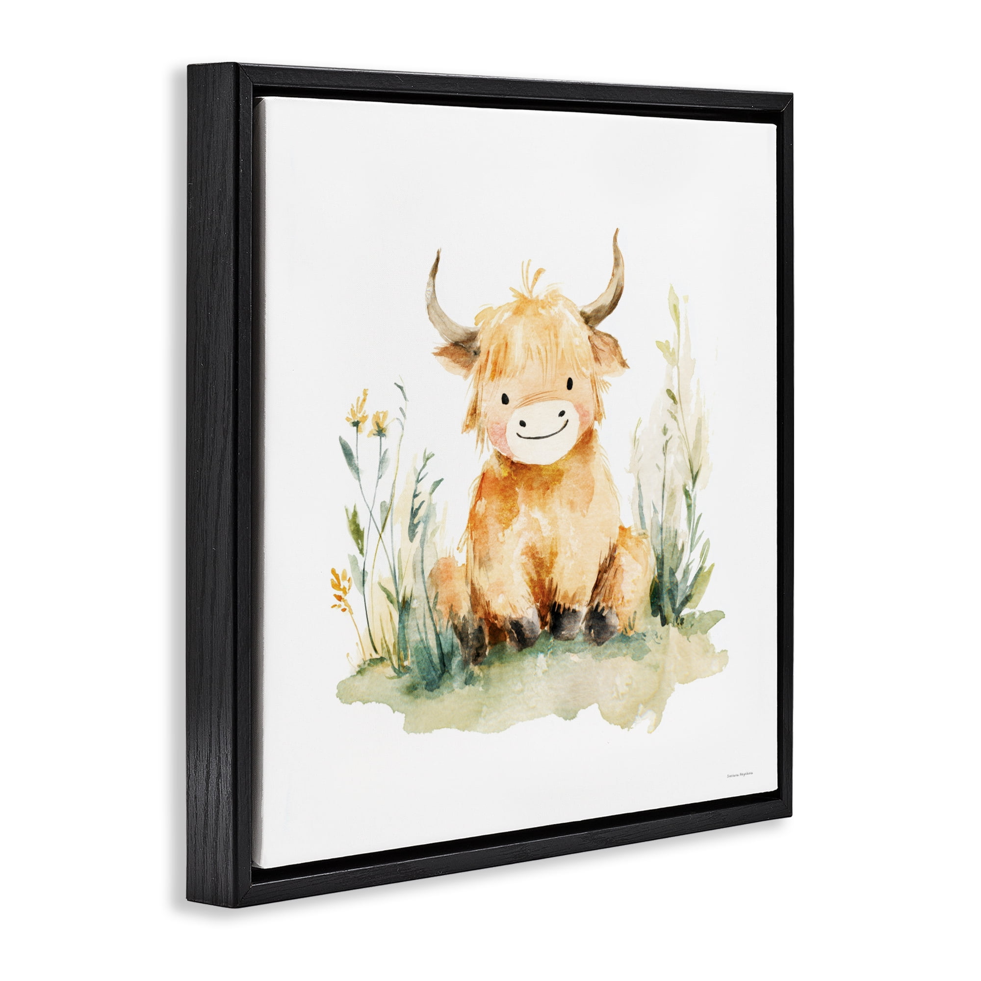 Stupell Industries Little Highland Calf Black Framed Floater Canvas Wall Art, design by Svetlana Aleynikova