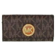 Michael Kors Women's Logo Charm Leather Wallet - Brown