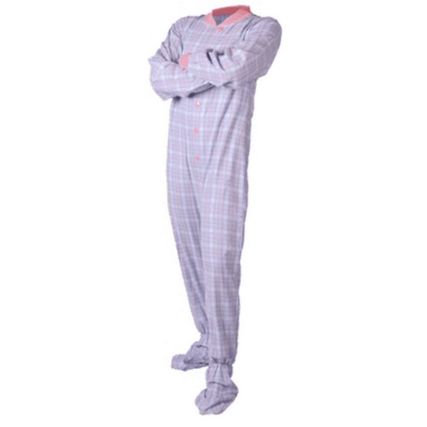 Big Feet Pajama Baby Blue and Pink Flannel Adult Footed Pajamas