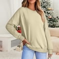 thumbnail image 1 of Meichang Chemise à Manches Longues pour Femmes Col en V Raglan Chandail Basique Ample Mode Printemps 2025, 1 of 5