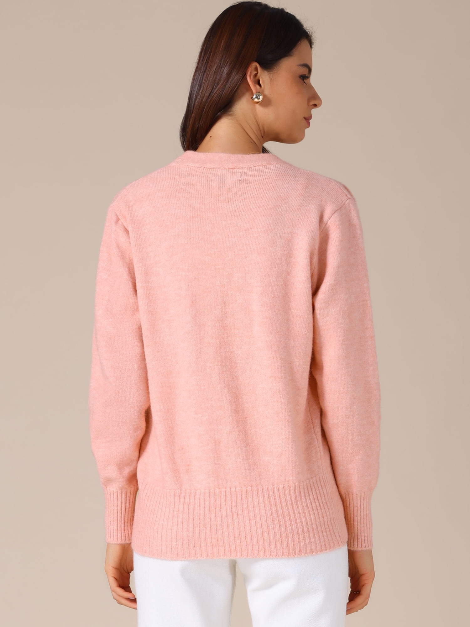 DARING DIVA Women's Knit Button Up Long Sleeve Casual Fall Cardigan M Pink