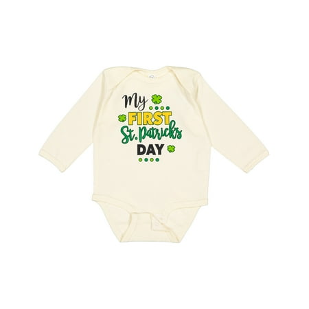 

Inktastic My First St Patrick s Day with Shamrocks Gift Baby Boy or Baby Girl Long Sleeve Bodysuit