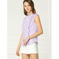 thumbnail image 4 of INSPIRE CHIC Women's Tie Neck Cap Sleeve Button Down Ruffle Summer Shirt, 4 of 6