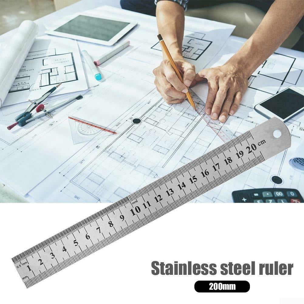 Stainless Steel Metal Straight Ruler Precision Double Sided Measuring Tool JF#E