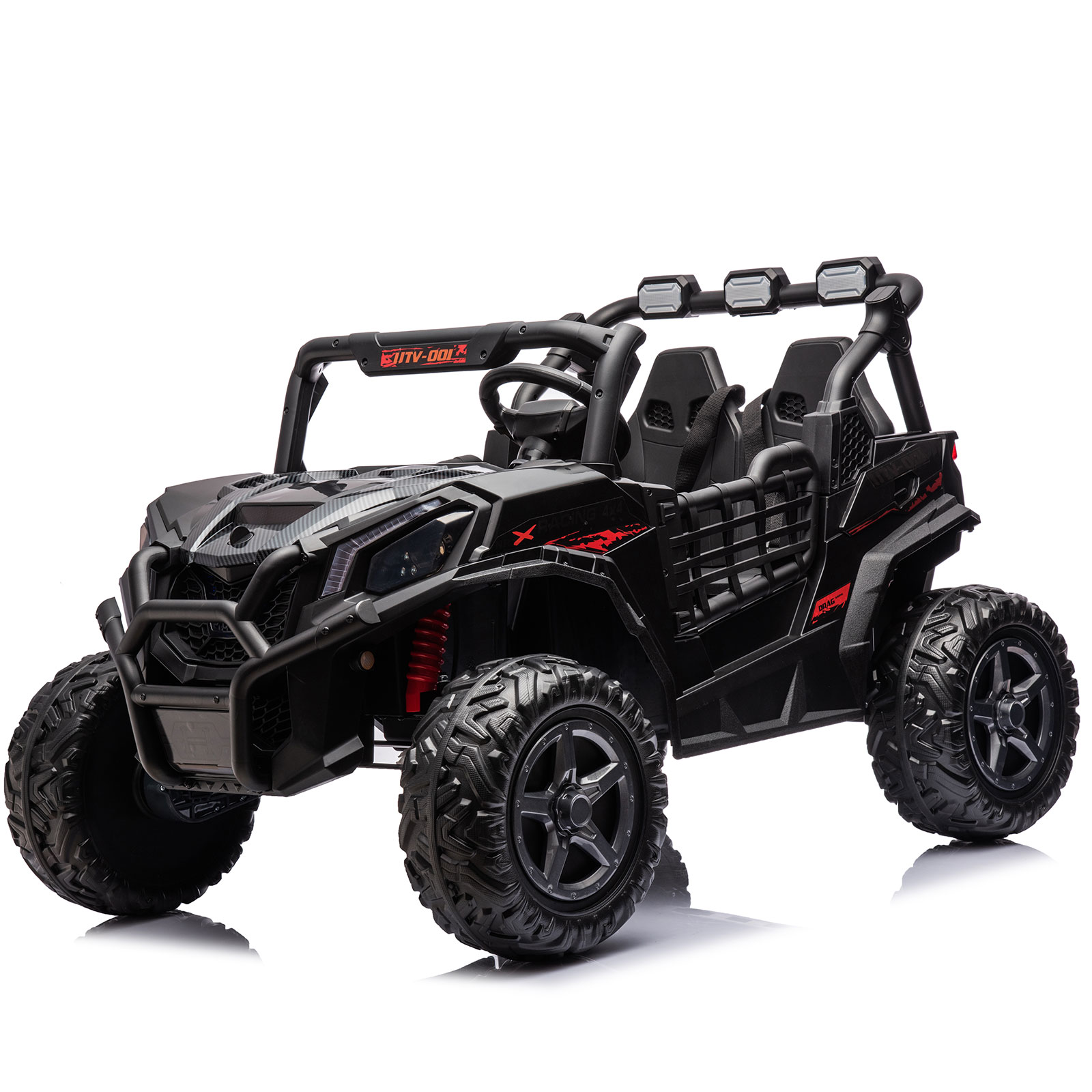 Funcid 24 Volt 2-Seater Ride on Toys, Ride on Cars with Remote Control, Metal Frame, 2 XL Electric Car for Kids, Power Car Wheels, UTV w/ Bluetooth, Music, 3 Speeds, Spring Suspension, Black