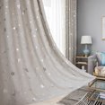 thumbnail image 2 of EeaseMX Cortina opaca con diseño de estrellas plateadas y lunas, sencilla y moderna, con aislamiento térmico, 100 x 250 cm (beige), 2 of 7