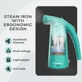 thumbnail image 2 of Steam and Go - Portable, Compact, Quick-Heating Travel Clothes Steamer, Turquoise, 2 of 8