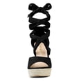 thumbnail image 3 of BLISSFUL STEP Sandales Compensées à Plateforme Espadrilles à Lacets Unies pour Femmes, 3 of 7