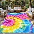 thumbnail image 2 of Colorful Boho Outdoor Rug 3x5 Ft - Reversible Patio Rug Outdoor Camping Rugs, Pink Yellow Blue Green Tie Dye Abstract Art Indoor Outdoor Area Rugs, Non-Slip Outdoor Carpet Runner for Deck/Porch, 2 of 8