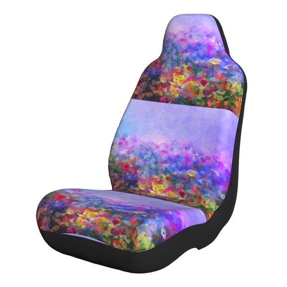 Honeii Colorful Purple Cosmos Flower for Car Seat Covers Full Set, Seat Covers for Cars, Car Seat Protector Waterproof, Leather Car Seat Cushion-1