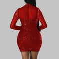 thumbnail image 4 of Oplxuo Sexy Feather Patchwork Sequins Club Dresses for Women Rhinestone Long Sleeve Mini Bodycon Evening Party Cocktail Dress, 4 of 4