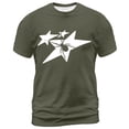 thumbnail image 4 of Rggeeun Mens T-Shirts Star Print Short Sleeve Crew Neck Loose Fit Soft Breathable for Summer Beach Wear Fashion Tee,Green,Xl, 4 of 4