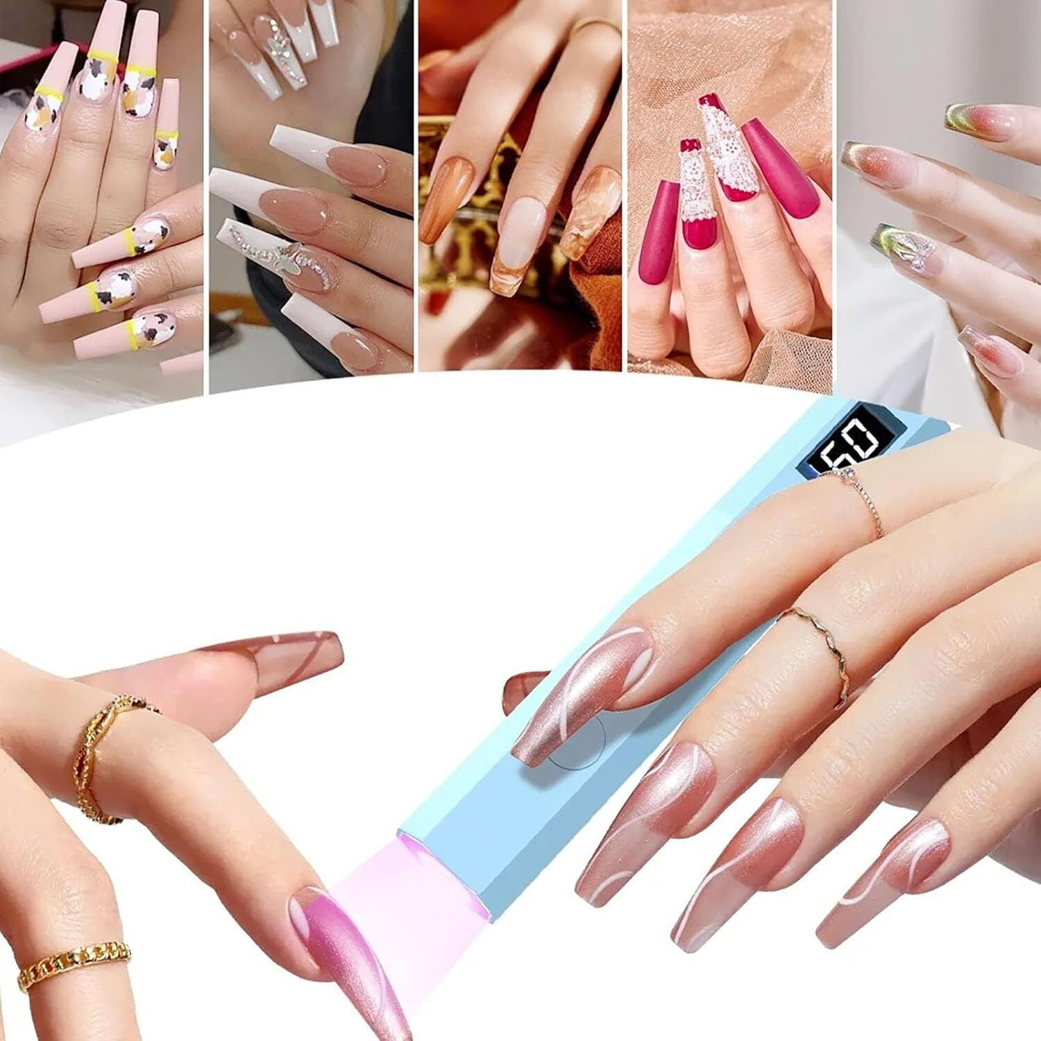 Glonailstickers Finger Nails Uv Light, Glo Nail Stickers Kit with Uv Light