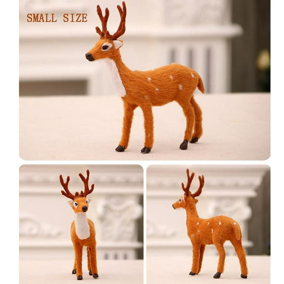 Neoyler Christmas Ornaments Velvet Reindeer Ornament Plush PVC Holiday Mantel Table Figurine Decorative Simulated Deer for Home Shelf Desk Party Decoration Friendly Gift Brown 14.2in