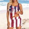 thumbnail image 6 of Danhjin 4th of July Tankini Swimsuits for Women Independence Day's 3 Piece Sets Tankini Top with Skirt and Brief Printed Tummy Control Bathing Suit, 6 of 6