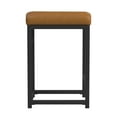 thumbnail image 4 of HomePop 24" Indoor Square Backless Metal Upholstered Counter Stool, Carmel Faux Leather, 4 of 10