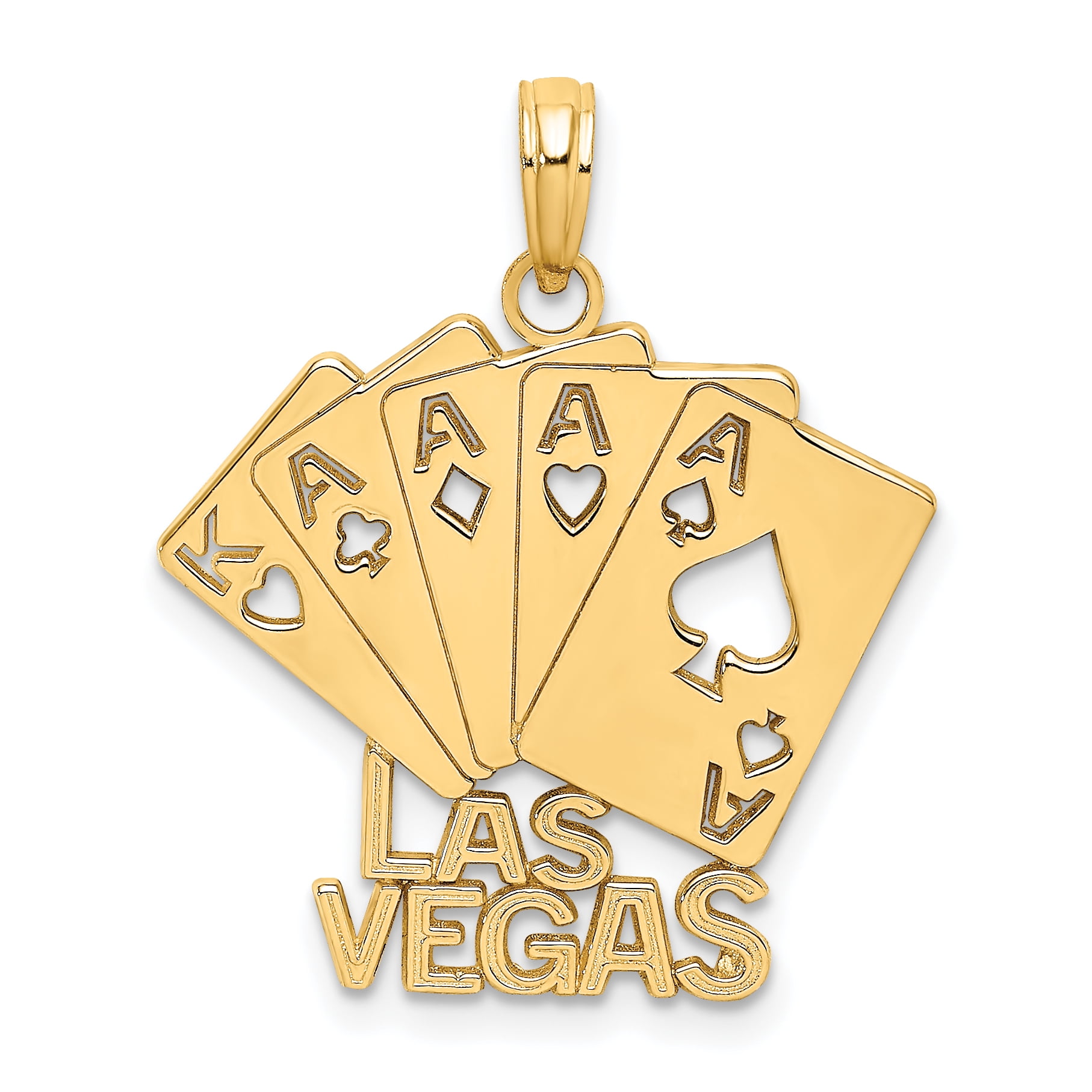 Carat in Karats 14K Yellow Gold Las Vegas With Playing Cards Pendant Charm  (25.5mm x 22.7mm) 