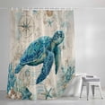 thumbnail image 4 of Teal Sea Turtle Coastal Small Stall Shower Curtain, Waterproof Shower Curtains for Bathroom, Vintage Summer Beach Nautical Washable Fabric Bath Curtain for Bathtub Decoration with Hooks 36x78 Inches, 4 of 9