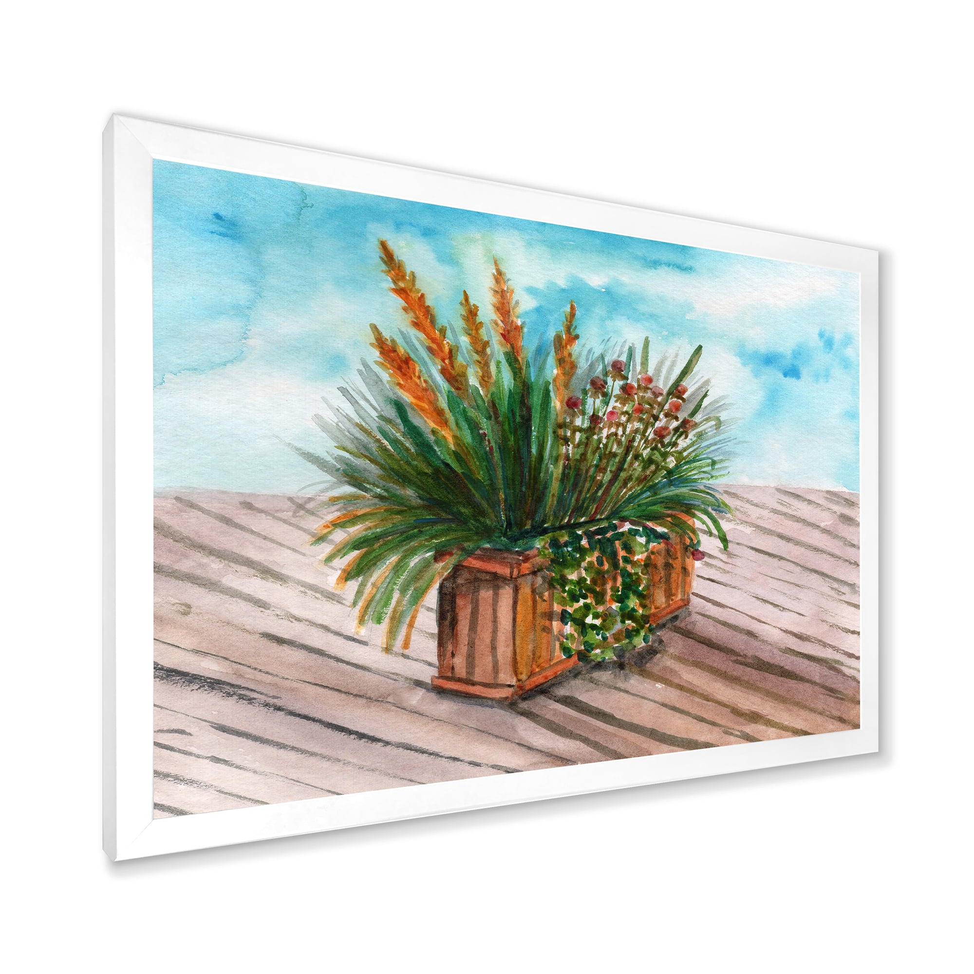 Designart 'Green Stems With Yellow Spikelets of Houseplant' Traditional Framed Art Print