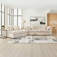 thumbnail image 2 of Roundhill Furniture Belvoir 3-Piece Living Room Set, Sofa Cuddle Chaise and Ottoman, Beige Champagne, 2 of 15