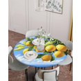 thumbnail image 4 of Summer Ocean Lemon Fruit Tree Fitted Round Tablecloths Elastic Edged Table Covers 55"-60",Blue Sky Sea Surface Landscape Waterproof Dining Room Kitchen Table Cloth for Holiday Party Tables Decor, 4 of 8