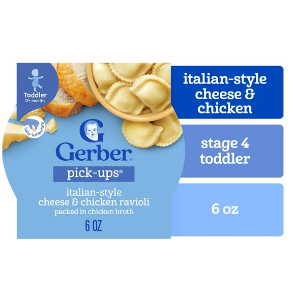 Gerber Toddler Food, Italian-Style Cheese & Chicken Ravioli Pick-Ups 6 oz