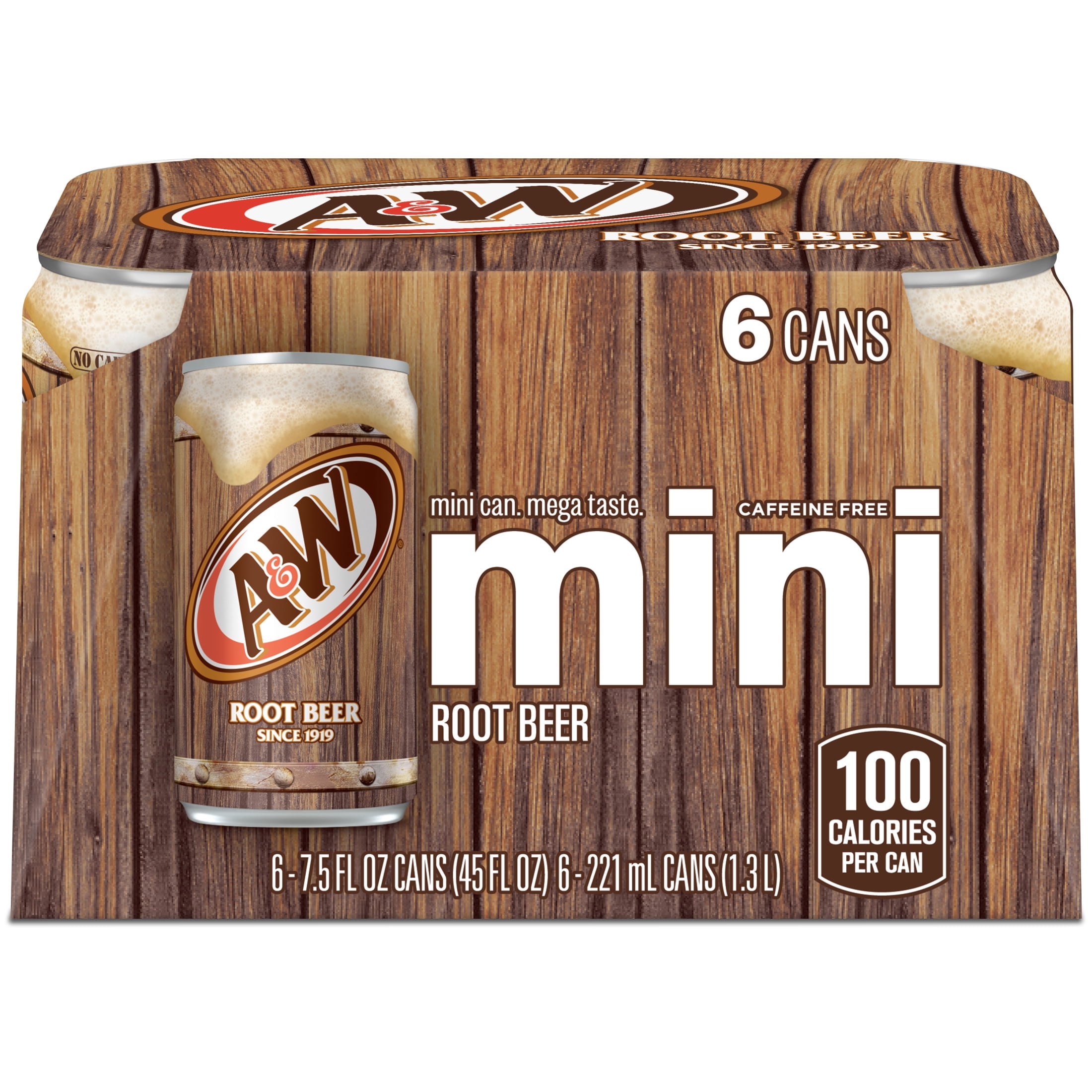 (3 pack) A&W Root Beer Soda Pop, 7.5 fl oz, 6 Pack Cans