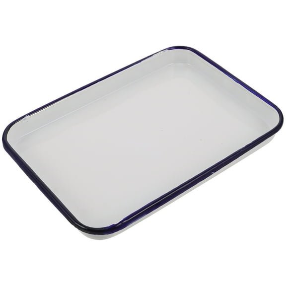 PBPBOX Vintage White Enamel Rectangular Baking Tray Multipurpose Oven Roaster and Serving Plate