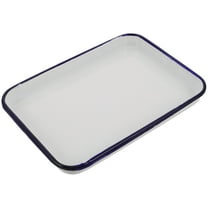 PBPBOX Vintage White Enamel Rectangular Baking Tray Multipurpose Oven Roaster and Serving Plate