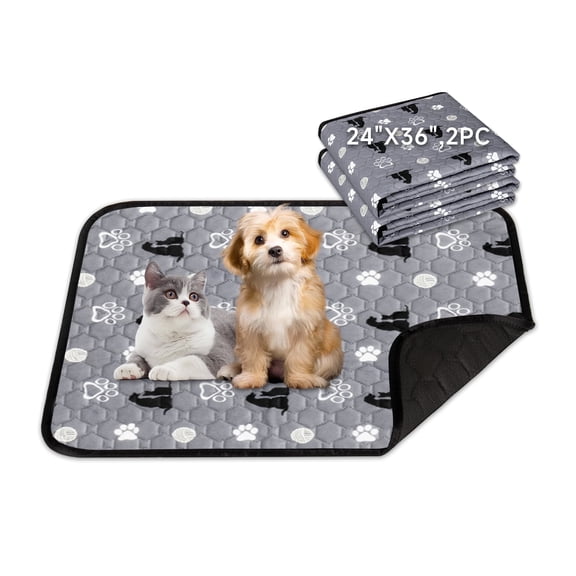 Sanmadrola Washable Pee Pads for Dogs, 24" X 36" Pet Training Pads Reusable Non Slip Pet Puppy Pads for Pet Training (2 Packs)