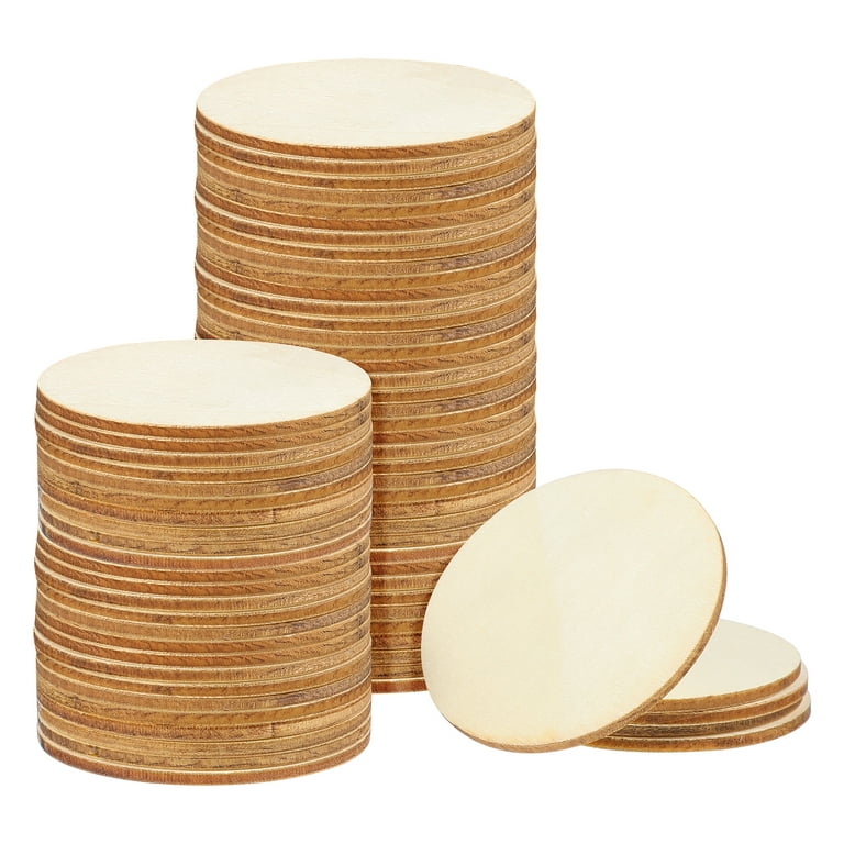 100pcs Round Wooden Discs Unfinished Wood Rounds Ornaments DIY Supplies  Blank Wood Circles for Crafts 